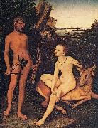 Lucas Cranach Apollo and Diana in forest landscape oil painting on canvas